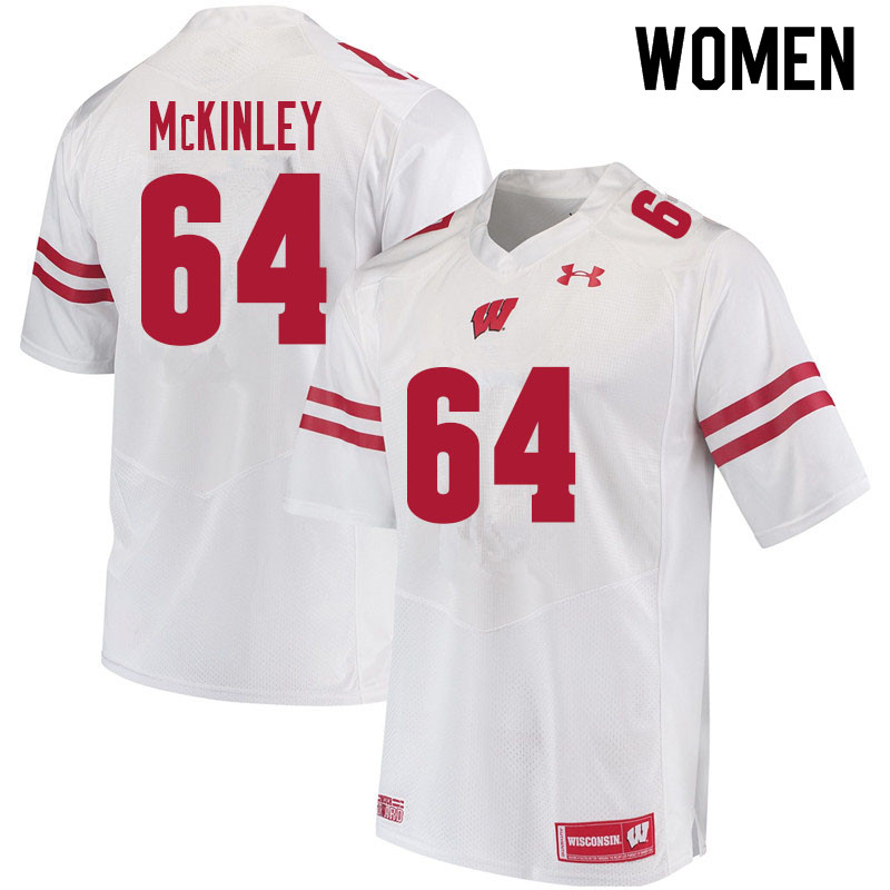 Women #64 Duncan McKinley Wisconsin Badgers College Football Jerseys Sale-White